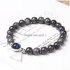 Beaded Natural Gold Sier Color Obsidian Stone Bracelet For Men Women Lava Strands Bracelets Unisex Jewelry Gifts Drop Delivery Dh523