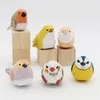 Decorative Objects Nordicstyle Wooden Bird Lovely Painting Ornaments Figurine Art Handmade Carving Decor Miniature Animals Crafts Children Gifts 230531