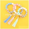 Jewelry 3 Colors Sil Beads Bracelets Link Tassel With One Wooden Bead Design Bracelet Good Quality Key Chain Charm Birthday Gifts Dr Ot6Zm