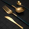 Dinnerware Sets 16 piece tableware set mirror stainless steel cutlery knives forks spoons kitchens els party gifts 230531
