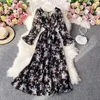 Casual Dresses Spring Dress Women's Streetwear Vestidos V-Neck Flare Sleeve High midja Slim Floral Low Half For Women