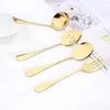 Dinnerware Sets 5 Piece Gold Tableware Set Stainless Steel Service Utensils Buffet Catering Colorander Spoon Fork Silver 230531