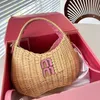 Top Rattan Weaving Beach Bag Crossbody Bags Summer Wicker Straw Bags Leather Handmade Shoulder Bags Designer Vegetable Basket Large Capacity Tote Lady Travel Purse