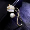 Tulpan Flower Elegant Temperatur Rhinestones Brosches Women's Set Pins Fashion Clothing Wedding Jewets Gifts G230529