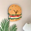 Настенные часы творческие гамбургские деревянные мультипликационные часы Duvar Saati Home Silent Living Room Office Restaurant School