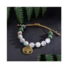Pendant Necklaces 8Mm White Jade African Turquoise Emperor Jasper Beads Knotted Japamala Necklace Meditation Yoga Jewelry Set 108 Ma Dhmzu