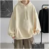 Men'S Hoodies Sweatshirts Mens Autumn Korean Version Of The Solid Color Sweater Trend Wild Hooded Thick Coat Loose Longsleeved Dro Dhltg