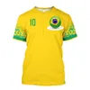Herr t-shirts bara Brasilien fotbollsskjorta grafisk t-shirt flagga fotboll tryckt t-shirt gul blå nät tröja kostymlag tröja 230601