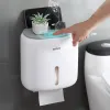 Waterproof Wall Mount Toilet Paper Holder Shelf Toilet Paper Tray Roll Paper Tube Storage Box Creative Tray Tissue Box Home Storage LY151