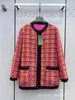 Women's Wool & Blends designer High end Fashion Plaid Woven Mid length Coat FRUH