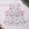 Girl Dresses 1-8T Summer Pink Party Dress With Pattern Floral Print Robe Sleeveless Princess One-piece Casual Long Skirt Boutique Wears