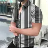 Camicie casual da uomo Moda uomo Sciolto 3D Stripe Pure Color Beach 2023 Streetwear Maschile manica corta Buuton Up Camicette Abbigliamento Top