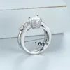 Anneaux de bande blanc Zircon anneau rond ensemble femme luxe cristal fiançailles couleur argent mariage ensembles de mariée pour les femmes