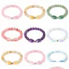 Beaded 8Mm Natural Stone Strand Bead Bracelet Reiki Healing Pink Quartz Aventurine Amethysts Crystal Charm Bracelets Drop Delivery Je Dh8D4