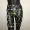 Rokken TARUXY Strass Gevlochten Uitsparing Mini Voor Vrouwen Zomer Strand Babes Sexy Rok Club Mode Metallic Korte Vrouwelijke