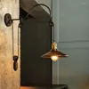 Wall Lamps Loft Retro Industrial Style Lamp Iron Bedroom Study Office Restaurant Cafe Light Adjustable Lifting Pulley Sconce