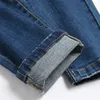 Slim-Fit Stretch Business Casual Jeans Hommes Coton Denim Long Pantalon Printemps Été Poche Brodé Homme Vêtements