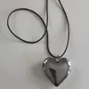 Pendant Necklaces Vintage Chunky Puffed Heart Necklace For Women Black Velvet Cord Big Choker 2023 Fashion Statement Y2k Jewelry Gift