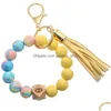 Keychains Lanyards Colorf Sile Beaded Armband Keychain Ladies Girls Tassel Keyring Smycken Tillbehör Drop Delivery Fashion Dhars