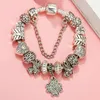 Charm Bracelets Brand Vintage Silver Plated Lucky Bracelet Big Hole Alloy Beads Ladies Christmas Ornament Men And Women