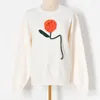 Women's Sweaters Hand Hook 3D Floral Sweater Women Black Pullover White Jumpers 2023 Spring Knitwear Round Neck Knitted