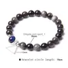 Beaded Natural Gold Sier Color Obsidian Stone Bracelet For Men Women Lava Strands Bracelets Unisex Jewelry Gifts Drop Delivery Dh523