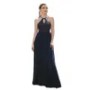 Party Dresses Printed Navy Blue Strap Necklace Summer Beach Sexy Keyhole Front V-Back Loose fitting Women's Evening Dress P230531