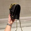 حقيبة سلسلة الدنيم 2023 الفاخرة مصمم أزياء العلامة التجارية حقائب الكتف حقائب اليد Crossbody Women Letter Purse Phone bag Wallet Metal