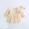 Mädchen Kleider Baby Mädchen Prinzessin Kleid Herbst Geburtstag Party Kleid Neugeborenes Taufkleid Kleinkind Kinder Kleidung mit Haarband