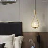 Pendant Lamps Nordic Brass Glass Luxury Light Chandelier Minimalist Bar Background Wall Long-line Led Hanging Bedroom