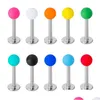 Andere Colorf Acryl Labret Lip Ring Bar Tragus Helix Ear Stud Barbell Kraakbeen Earring Daith Piercing Body Jewelry Drop Delivery Dhgsx