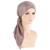 Sciarpe Donne Musulmane Hijab Stampati Cappelli Turbante Sciarpa Cappellini Copertura Completa Hijab Interno Coda Lunga Cofano Fiocco Fascia Larga Avvolgere