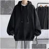 Men'S Hoodies Sweatshirts Mens Autumn Korean Version Of The Solid Color Sweater Trend Wild Hooded Thick Coat Loose Longsleeved Dro Dhltg