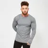 Magliette da uomo GYMPXINRAN T-Shirt Uomo 2023 Primavera Autunno Manica lunga O-Collo Camicia Abbigliamento di marca Moda T-shirt in cotone di colore puro