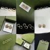 För kvinnors juveler designer vintage blommor diamant studs g guldhoppörhängen guld kronblad lyxig örondropp dangler med låda födelsedagspresent v85e#