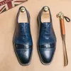 Brown Derby skor för män svart blå snörning rund tå affärsmän klädskor bröllop handgjorda gratis frakt