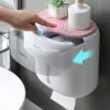 Waterproof Wall Mount Toilet Paper Holder Shelf Toilet Paper Tray Roll Paper Tube Storage Box Creative Tray Tissue Box Home Storage LY151