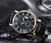 Luxury high-end men's quartz watch, calf leather strap, luminous waterproof watch, fashionable and trendy high-quality men's watch