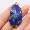 Lapis Lazuli Natural Stone Gem Gold Plated Edge Connector For Jewelry Making DIY Necklace Hanging Accessories Gift Party Decor