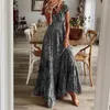 Базовые повседневные платья женские винтажные длинные летние с цветочным принтом богемный пляжный сарафан женский с v-образным вырезом большие качели макси Vestidos 230531