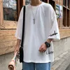 Mode Solid Color Printed Asymmetrical T-Shirt Men Clothing 2023 Spring New Overized Casual Pullover Loose Korean Tee Shirt L230520