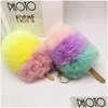 Key Rings Cute Ice Cream Hair Ball Keychain Bag Pendants Faux Fur Pompom Chains For Women Ring Fashion Plush Pom Poms Drop Delivery J Dhvuf