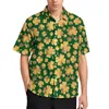 Mannen Casual Shirts St Patricks Day Goudfolie Klavers Strand Shirt Zomer Vintage Blouses Mannen Gedrukt Plus Size 4XL