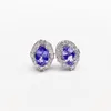 Stud Earrings Natural Real Tanzanite Small Earring 4 6mm 0.5ct 2pcs Gemstone 925 Sterling Silver Fine Jewelry For Men Or Women X219114