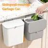 Waste Bins 9L Wall Mounted Trash Can Kitchen Cabinet Storage Smart Bucket For Bathroom Recycling Hanging Accessories 230531