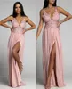 Abiti da festa Sexy scollo a V da donna Maxi 2023 New Satin Decal Italian Long Elegant Prom Graduation Dress P230531