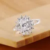 Cluster Ringe Exquisite Kristall Sonne 925 Silber Ring Damen Klassische Mode Hochzeit Verlobung Party Geschenk Anhänger Schmuck
