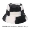 Berets Faux Fur Wool Fluffy Bucket Hat Black And White Large Grid Fisherman Caps Face Makeup Wide Brims Cover Warm