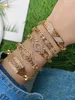 Luxury Gold Cuban Link Chain Armband Gold Plated Punk Style Chunky Micro Cubic Zircon Charm Connector Armband för kvinnor