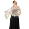 Шарфы роскошные вышива вечернее платье шарф шарф, женщины блестящие блеск марибус обертывания кисточки свадебные шали накидка